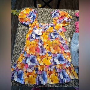 Buddy Love Vibrant Floral Puff Sleeve Dress